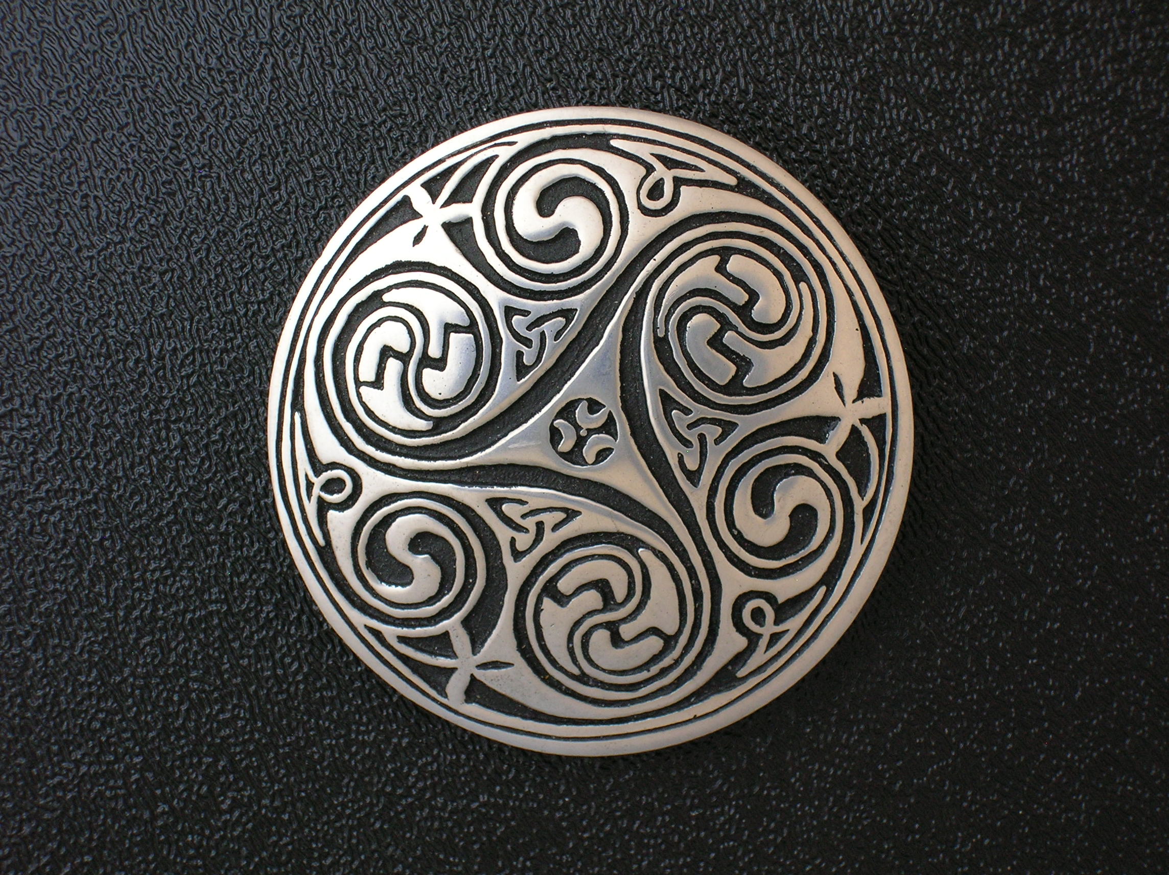 Silver, Pewter Brooch Pin Marked St. Justine.