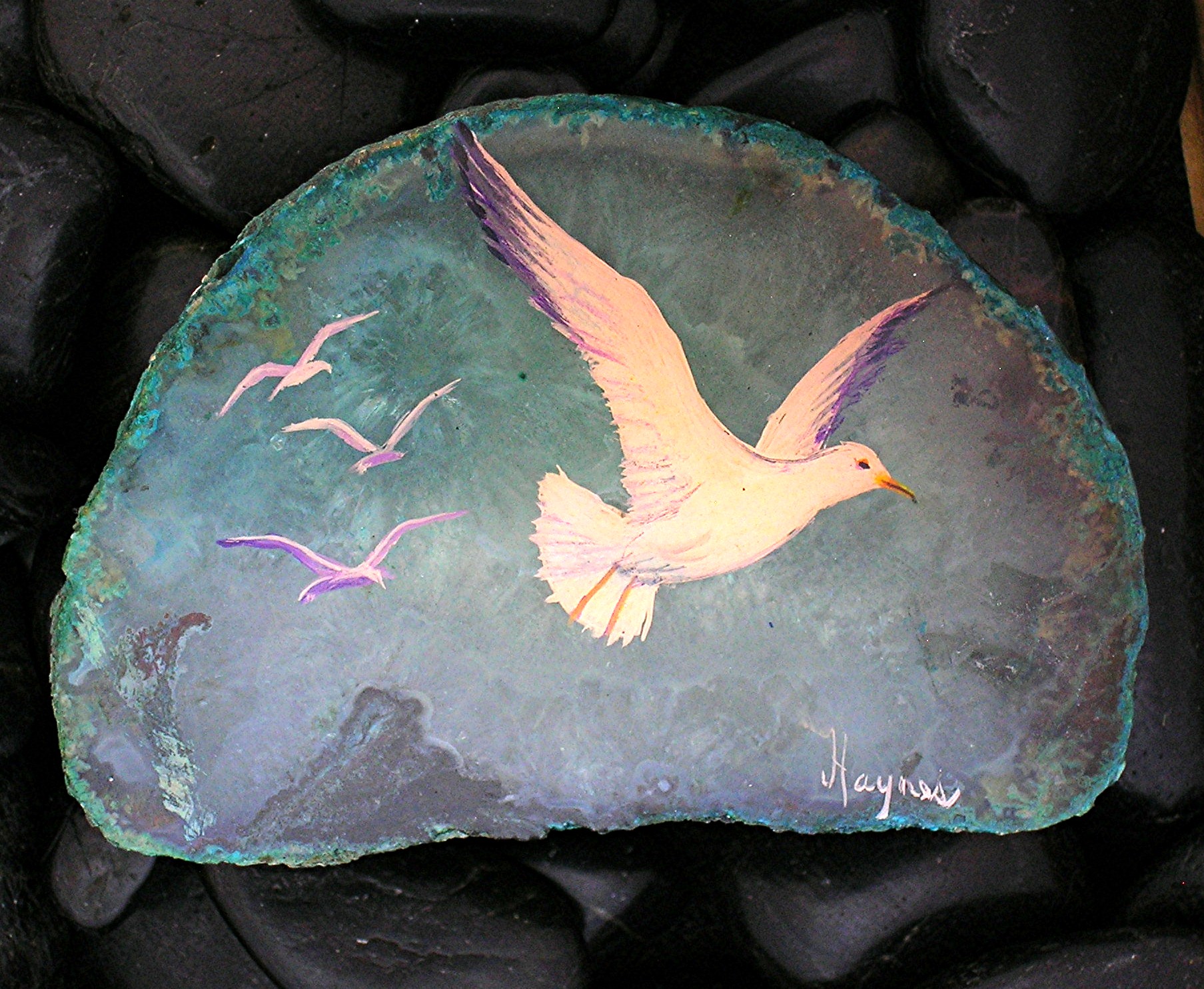 DOVE Geode Paperweight Artist Haynes Signed