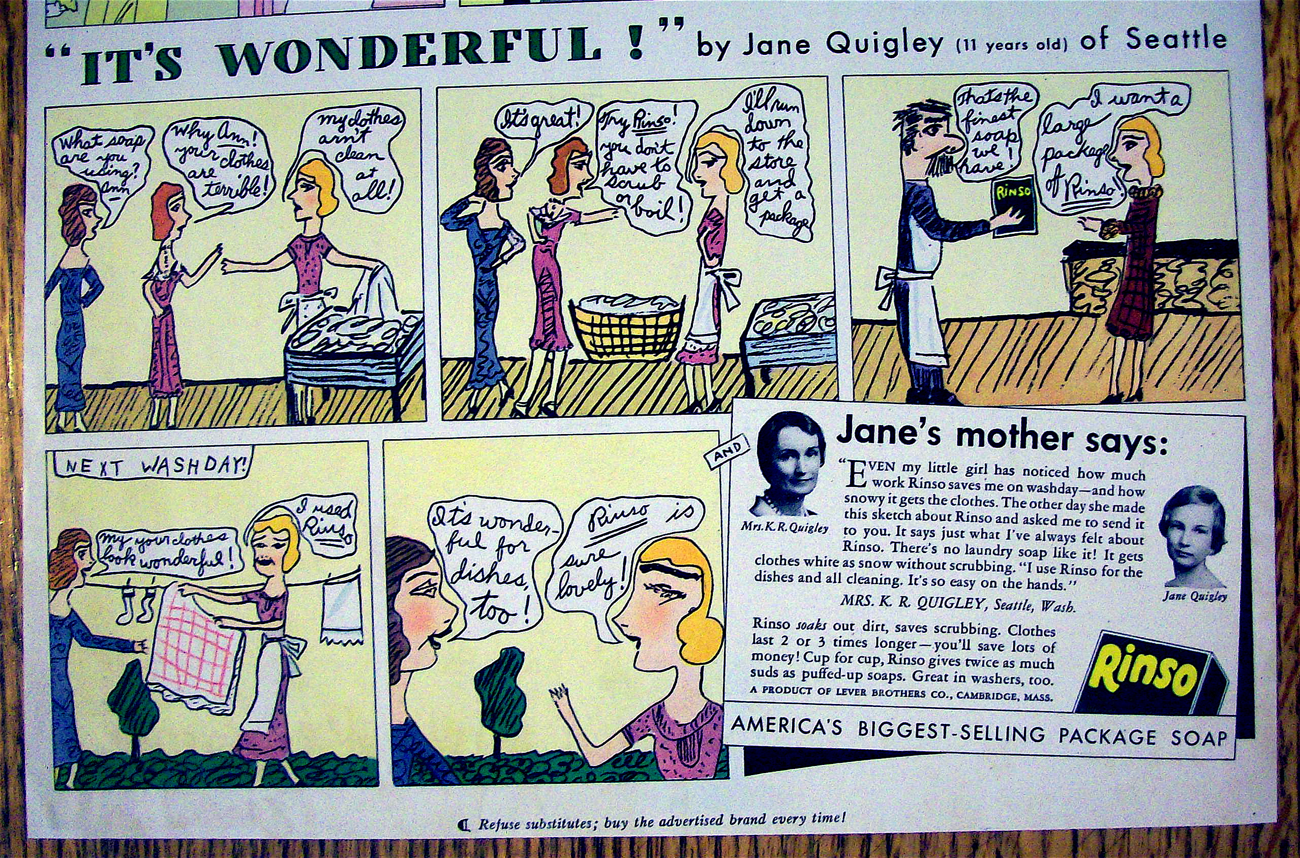 1934 Lifebuoy & Rinso Soap with It's Wonderful