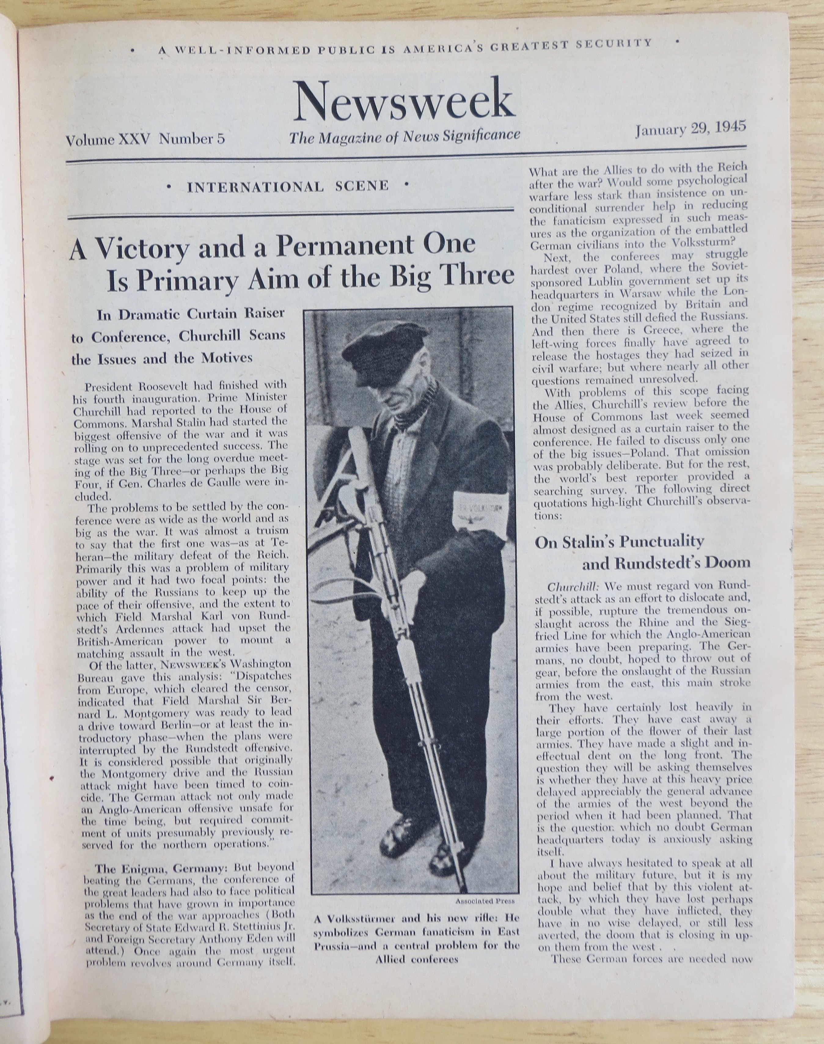 Newsweek Magazine January 29, 1945 The Red Tide