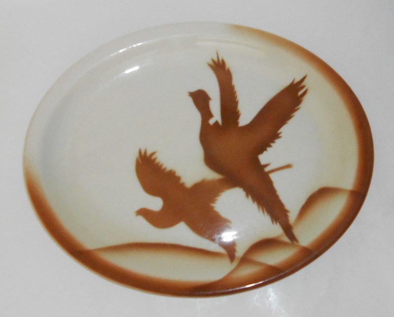 VINTAGE Jackson China Restaurant Brown Airbrushed Pheasant Platter