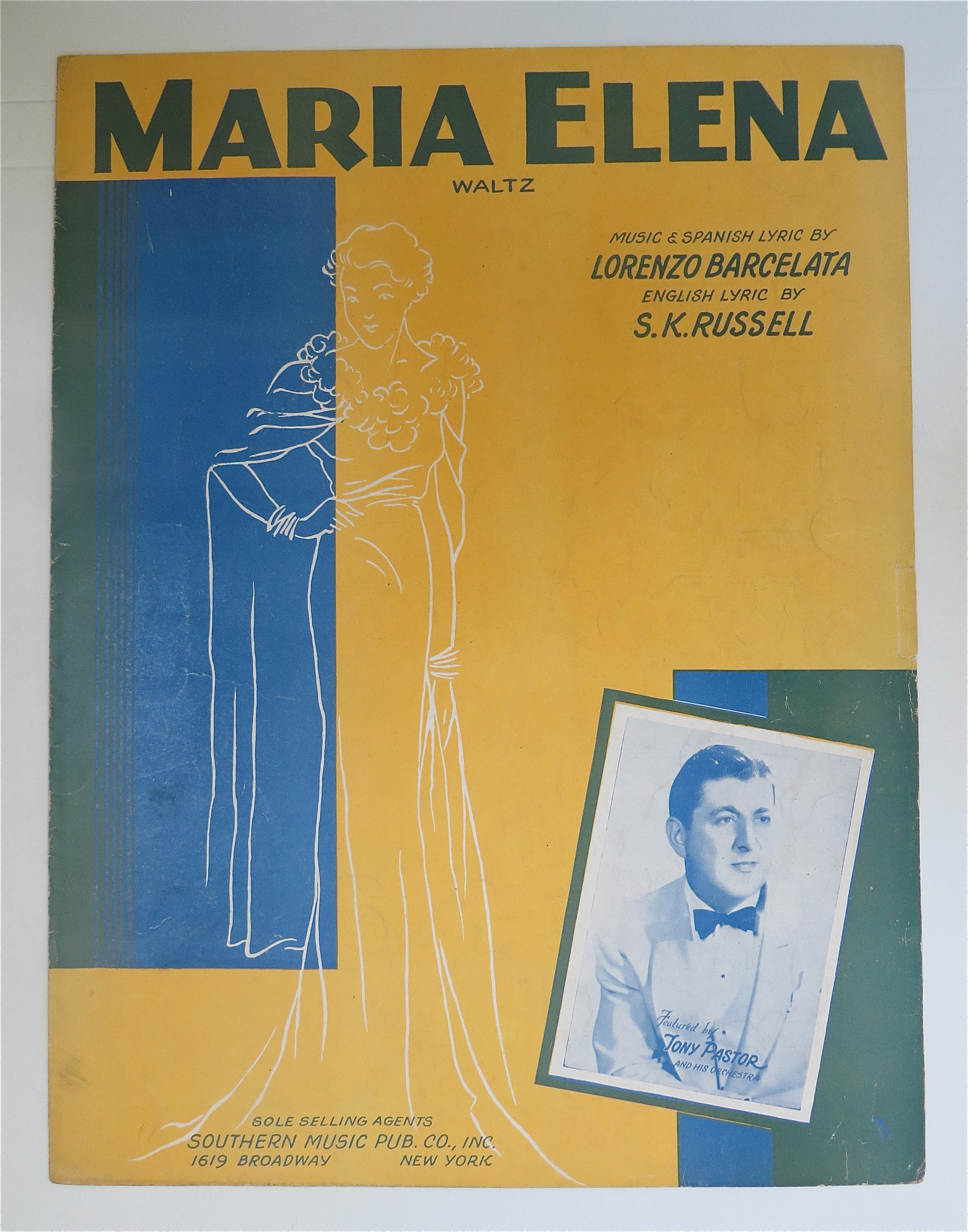 1941 Maria Elena Sheet Music with Tony Pastor