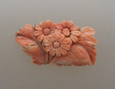 Coral Silver Antique Flower Brooch