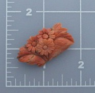 Coral Silver Antique Flower Brooch
