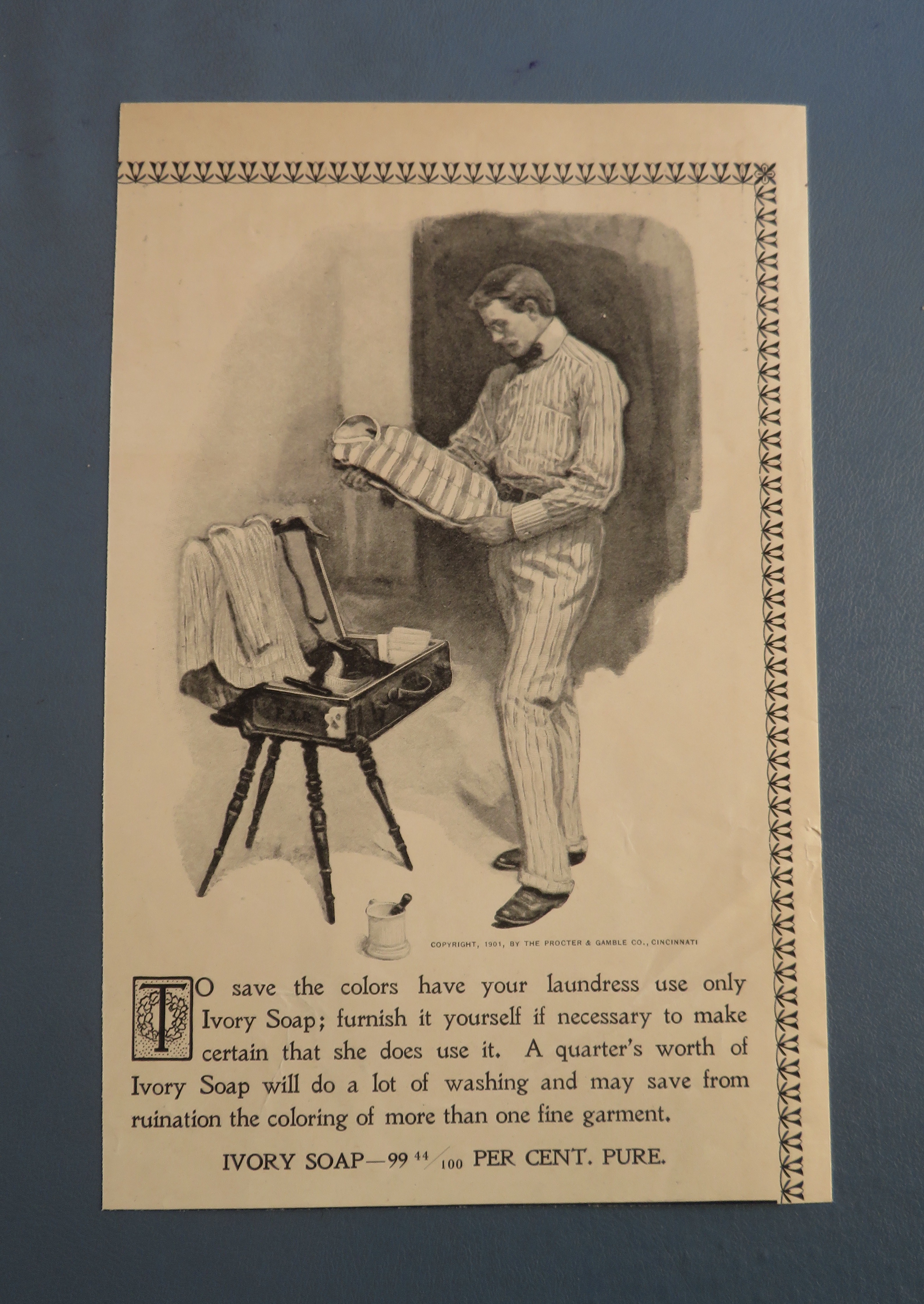 1901 Ivory Soap with Man Looking At His Shirt