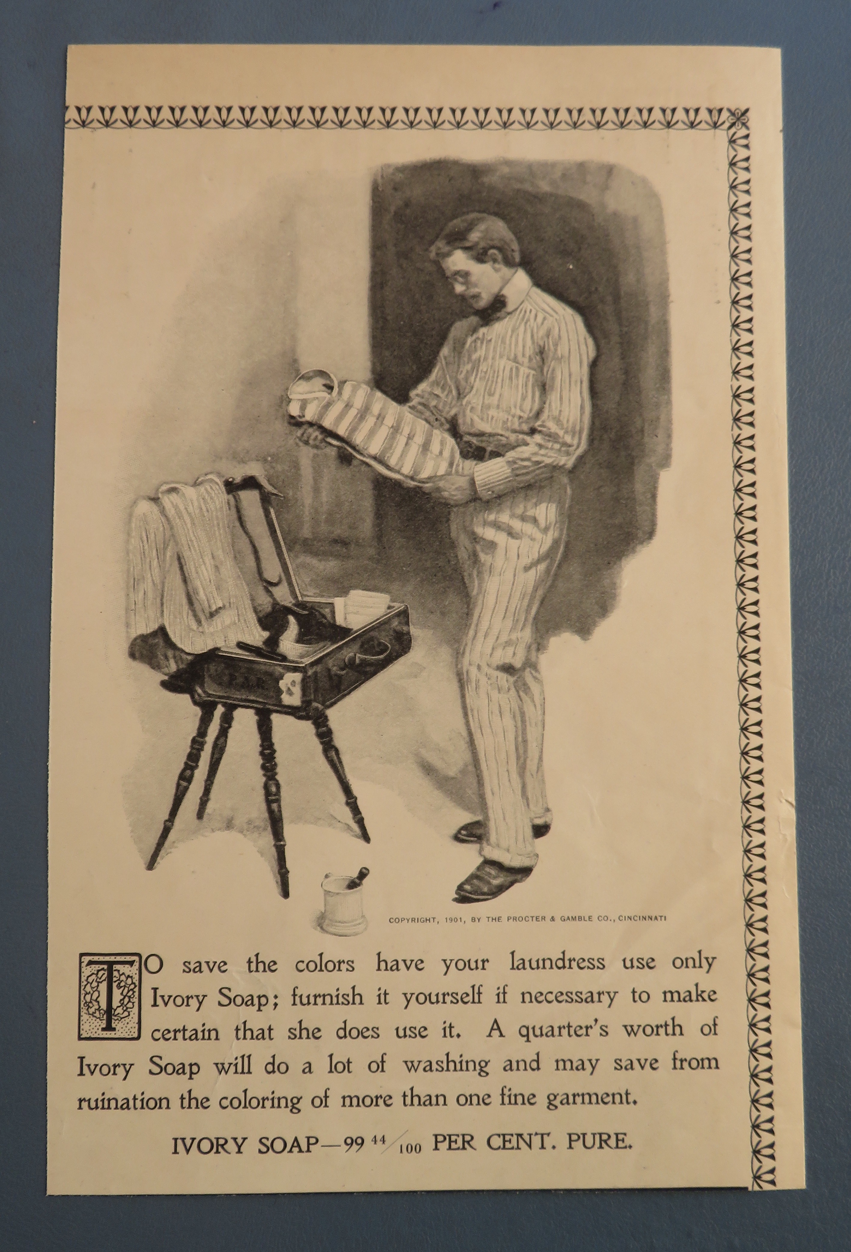 1901 Ivory Soap with Man Looking At His Shirt