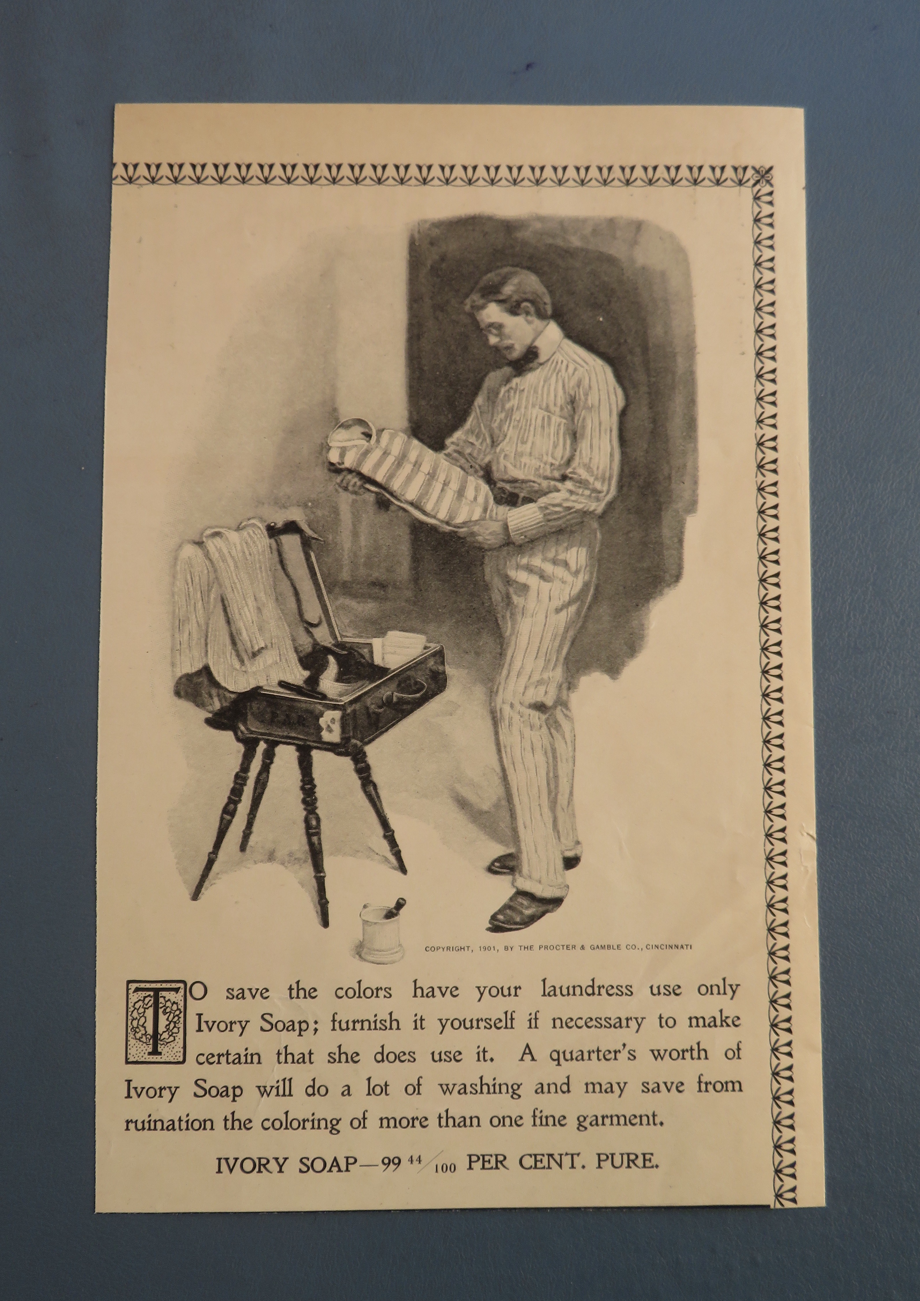 1901 Ivory Soap with Man Looking At His Shirt