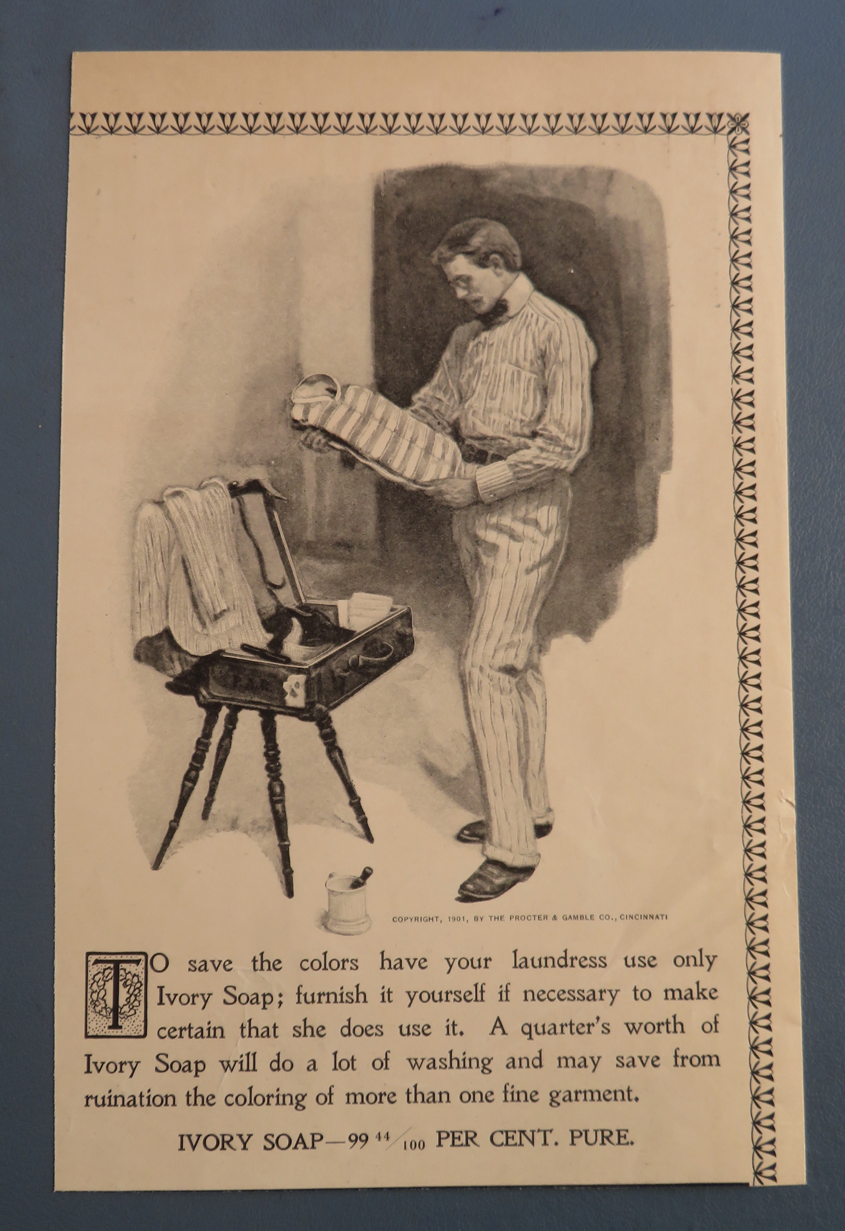 1901 Ivory Soap with Man Looking At His Shirt