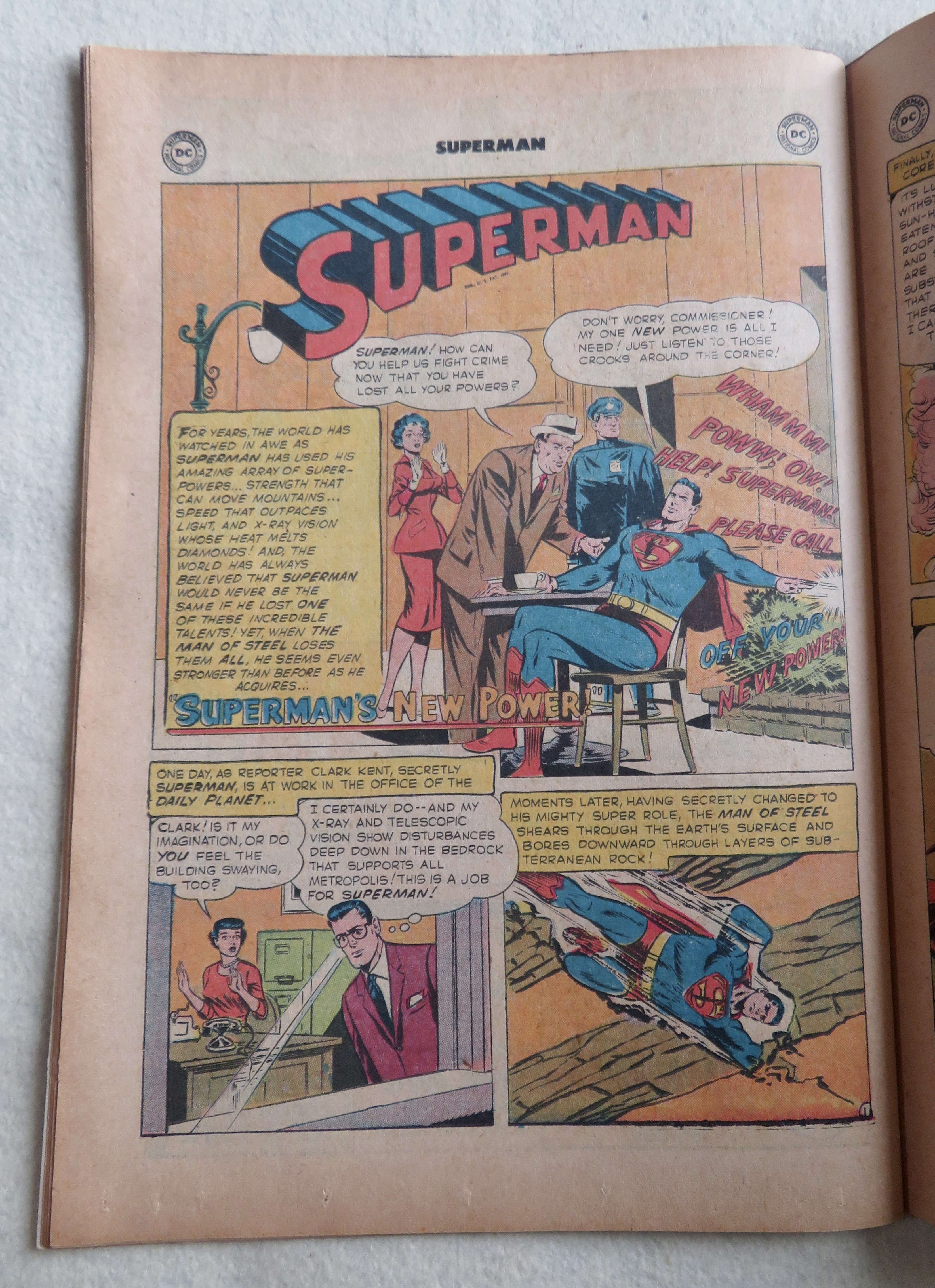 Superman Comic November 1958 Superman's New Power