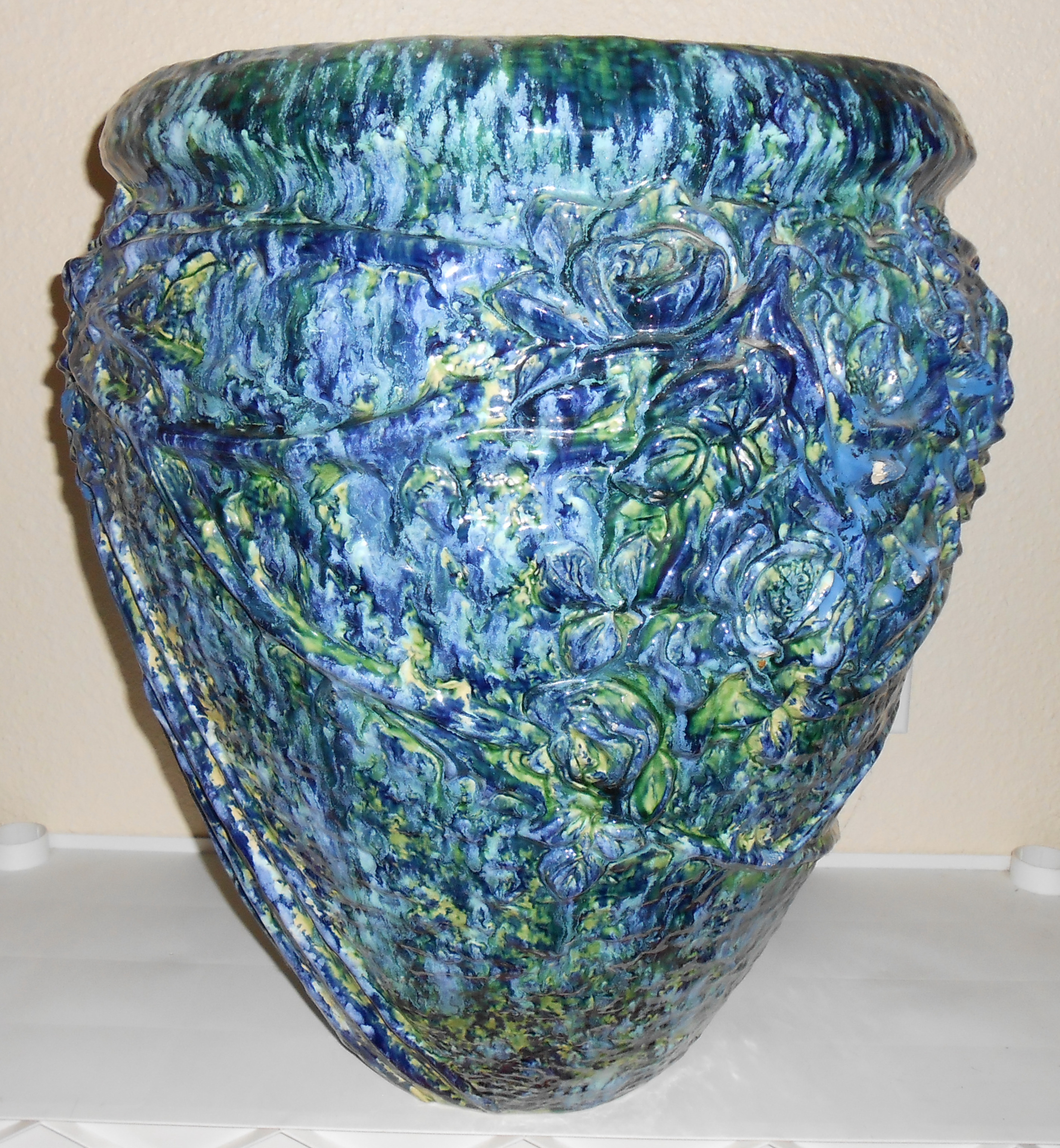 Peters And Reed Pottery Huge Blended Glaze Floor Vase!