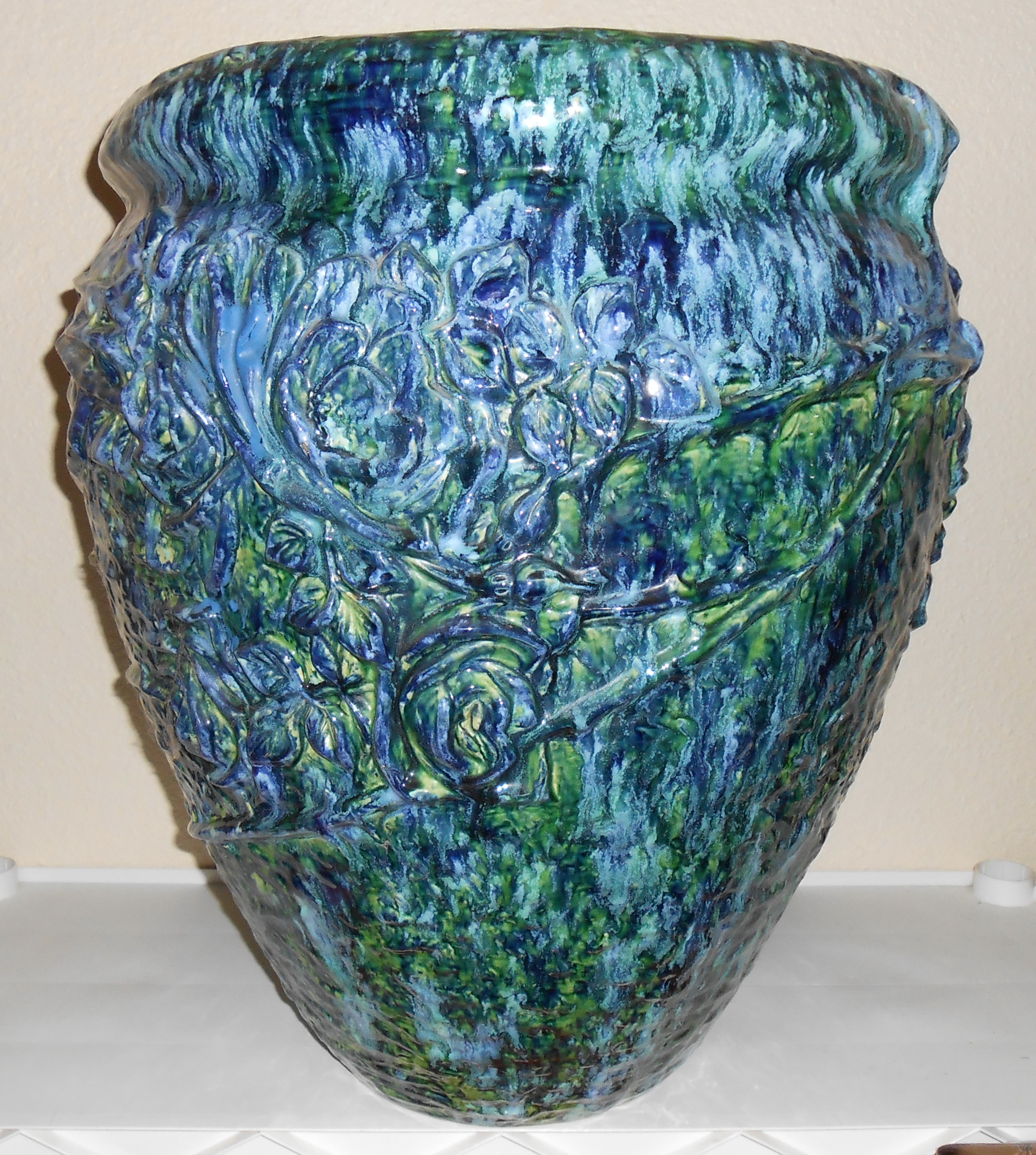 Peters And Reed Pottery Huge Blended Glaze Floor Vase!