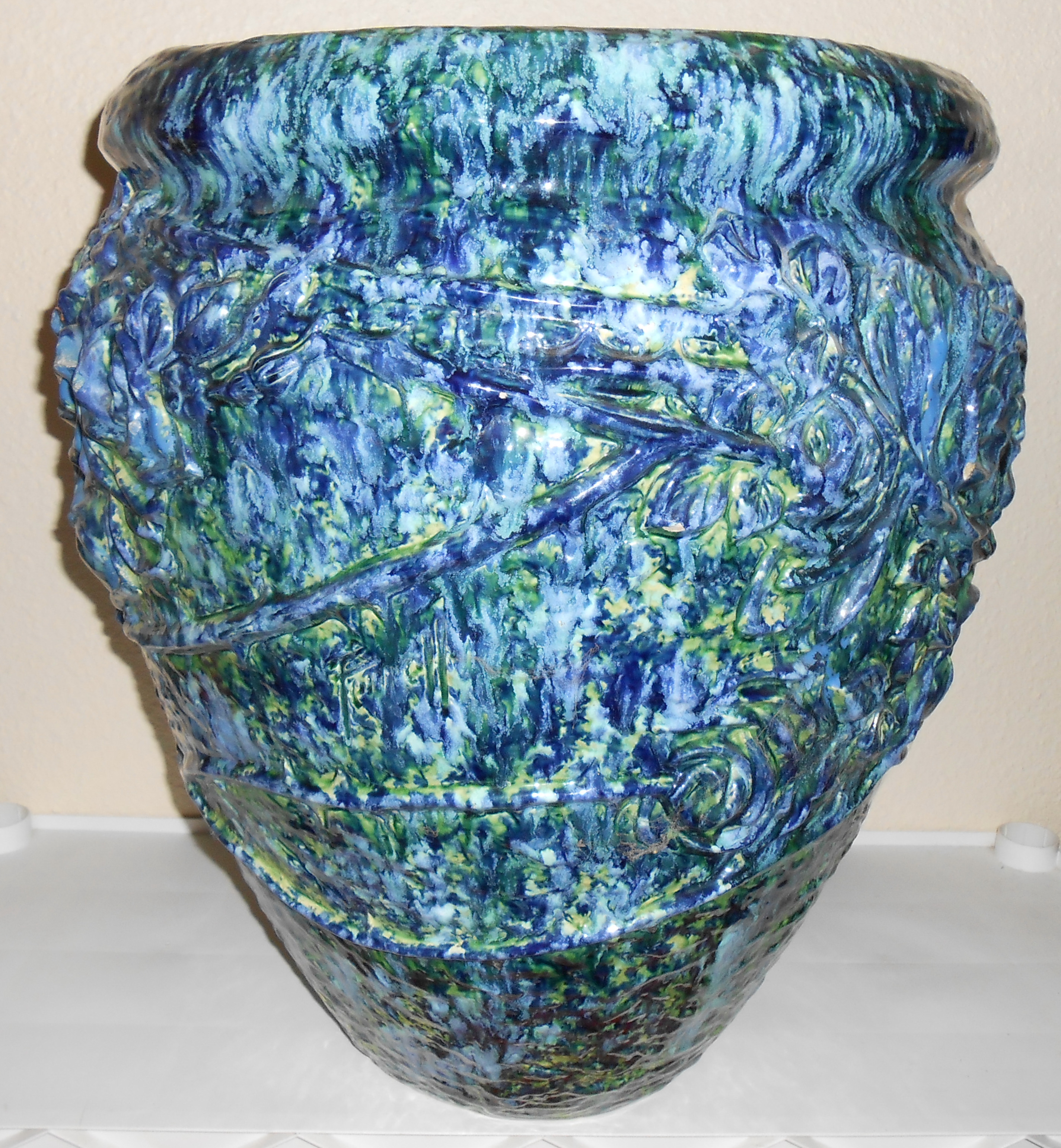 Peters And Reed Pottery Huge Blended Glaze Floor Vase!