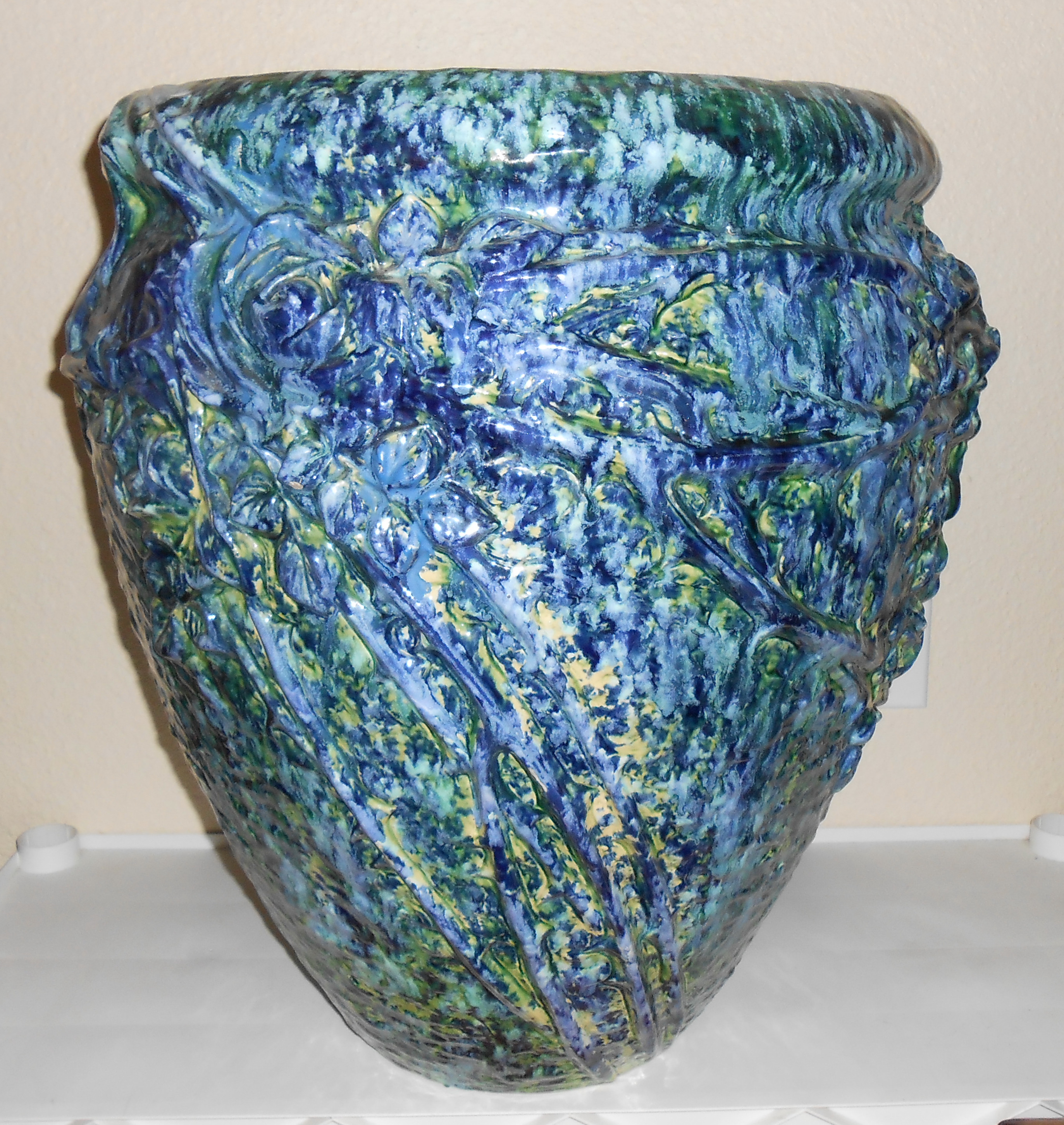 Peters And Reed Pottery Huge Blended Glaze Floor Vase!