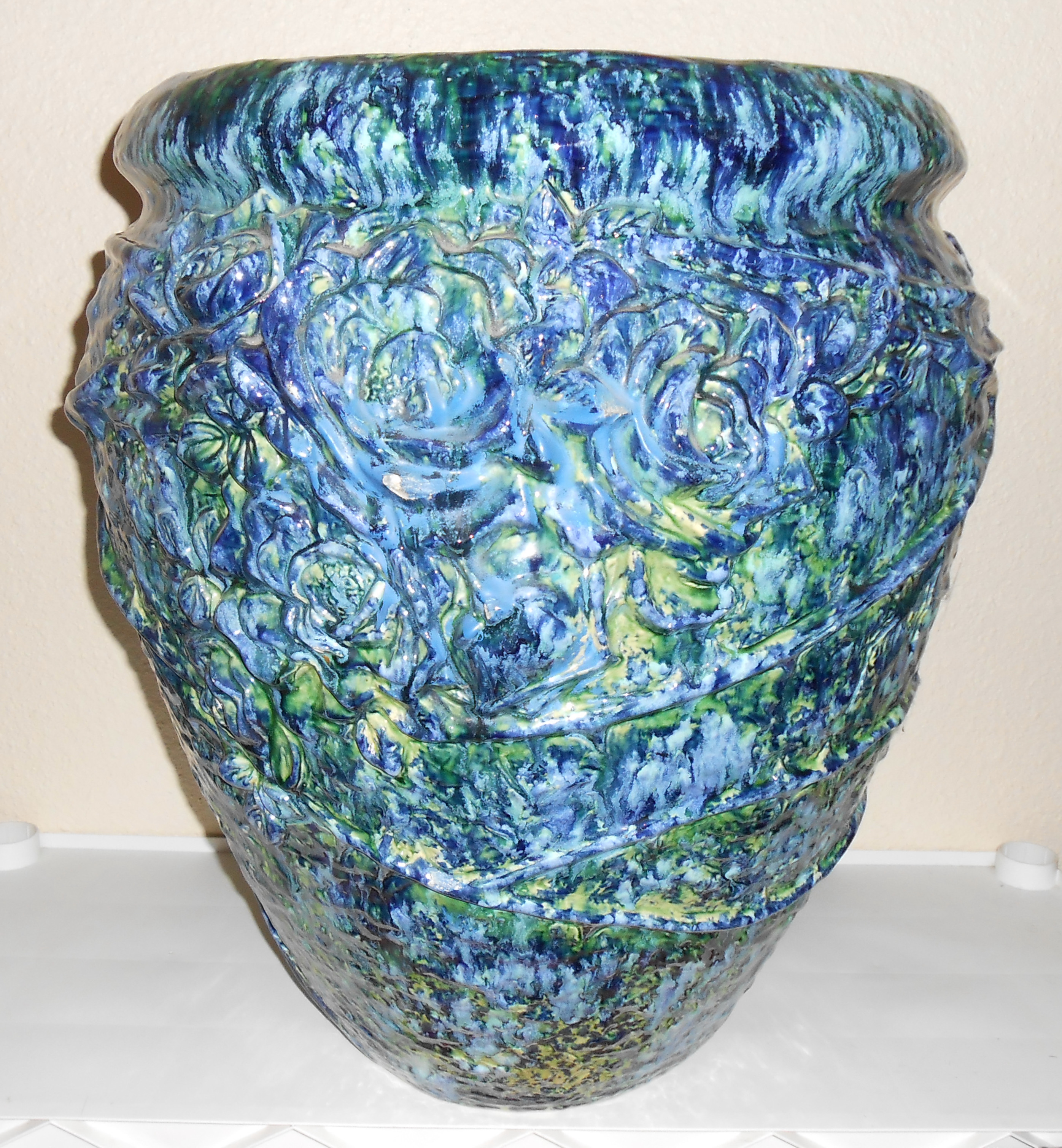 Peters And Reed Pottery Huge Blended Glaze Floor Vase!