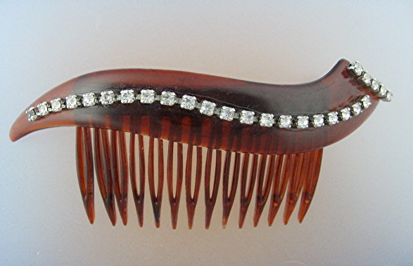 Lucite Rhinestone Hair Comb Vintage