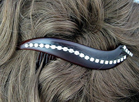 Lucite Rhinestone Hair Comb Vintage