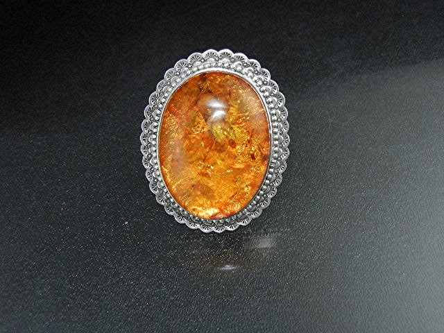 David Troutman Baltic Amber Sterling Silver Ring 98