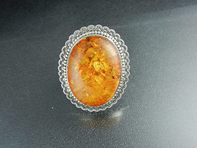 David Troutman Baltic Amber Sterling Silver Ring 98