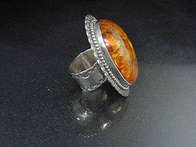 David Troutman Baltic Amber Sterling Silver Ring 98