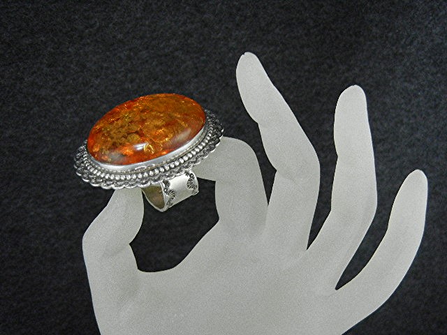 David Troutman Baltic Amber Sterling Silver Ring 98