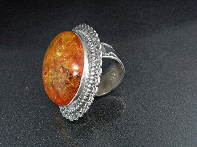 David Troutman Baltic Amber Sterling Silver Ring 98