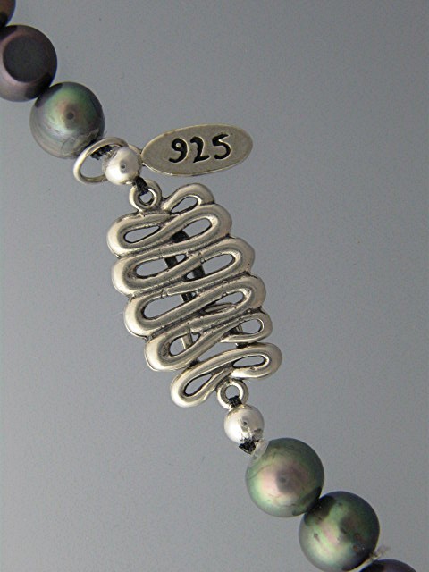 EXEX Blue Grey Parl Necklace 32 Inch 7.8mm