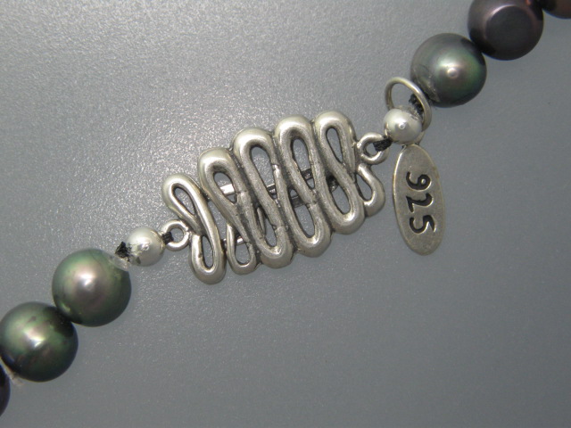 EXEX Blue Grey Parl Necklace 32 Inch 7.8mm