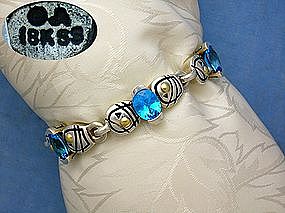 JOHN ATENCIO Sterling Silver 18K Blue Topaz Bracelet