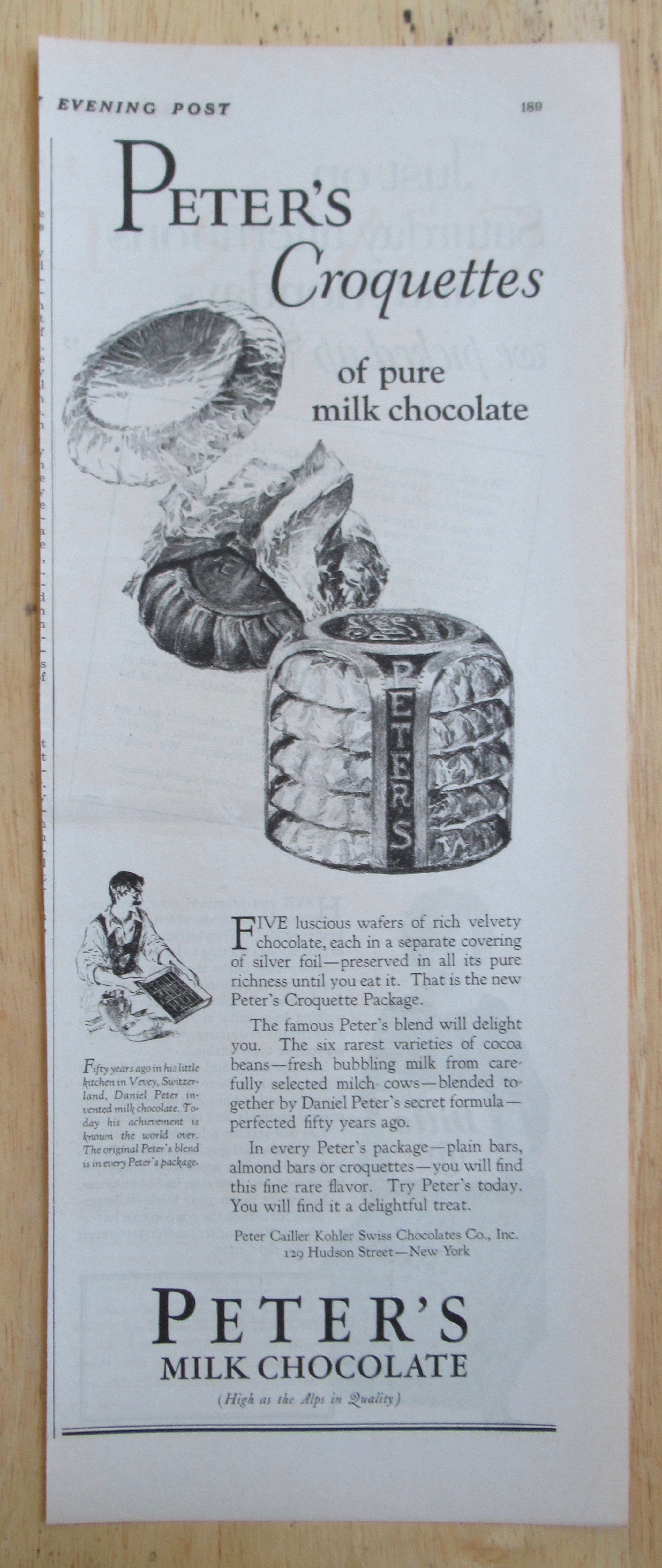 1925 Peter's Milk Chocolate with Milk Chocolate Wafers