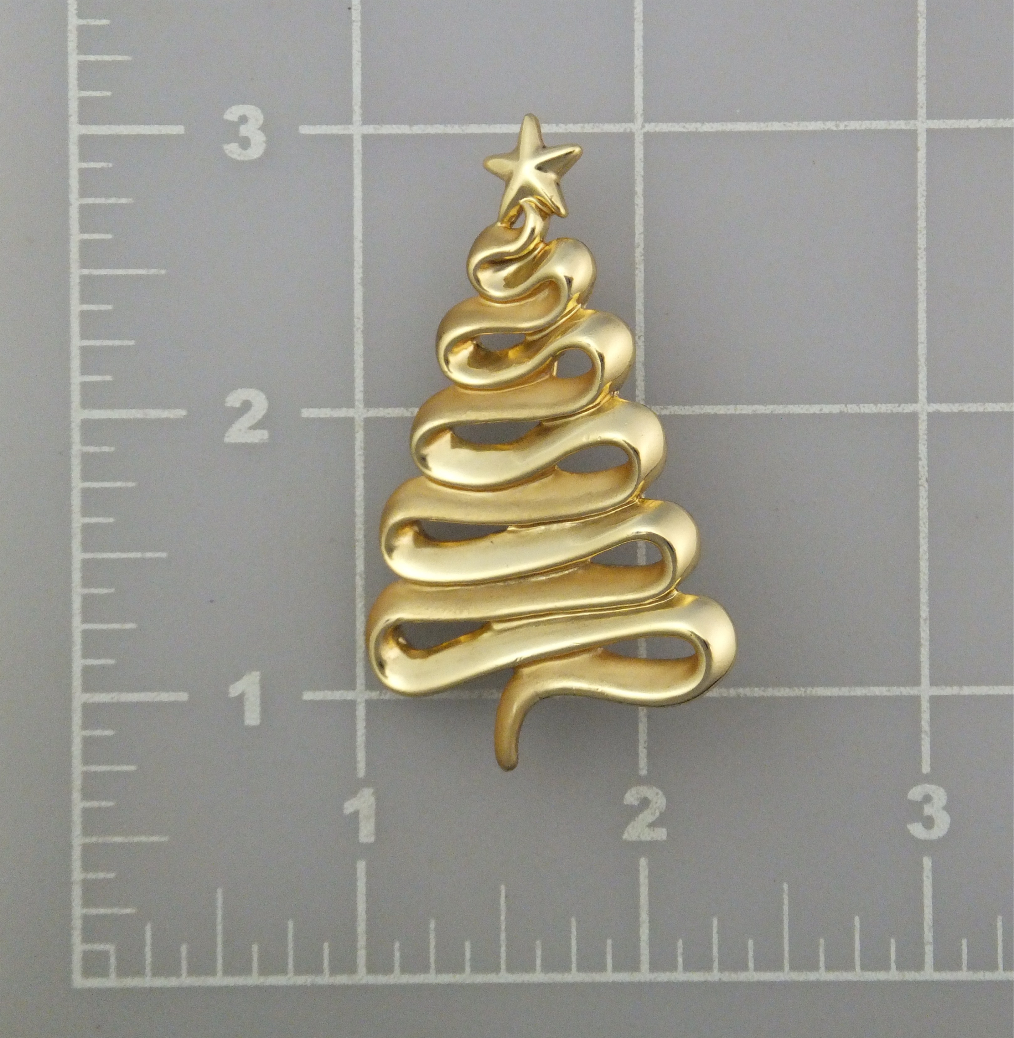Brooch Pin Christmas Tree Gold Tone Sign Cage USA