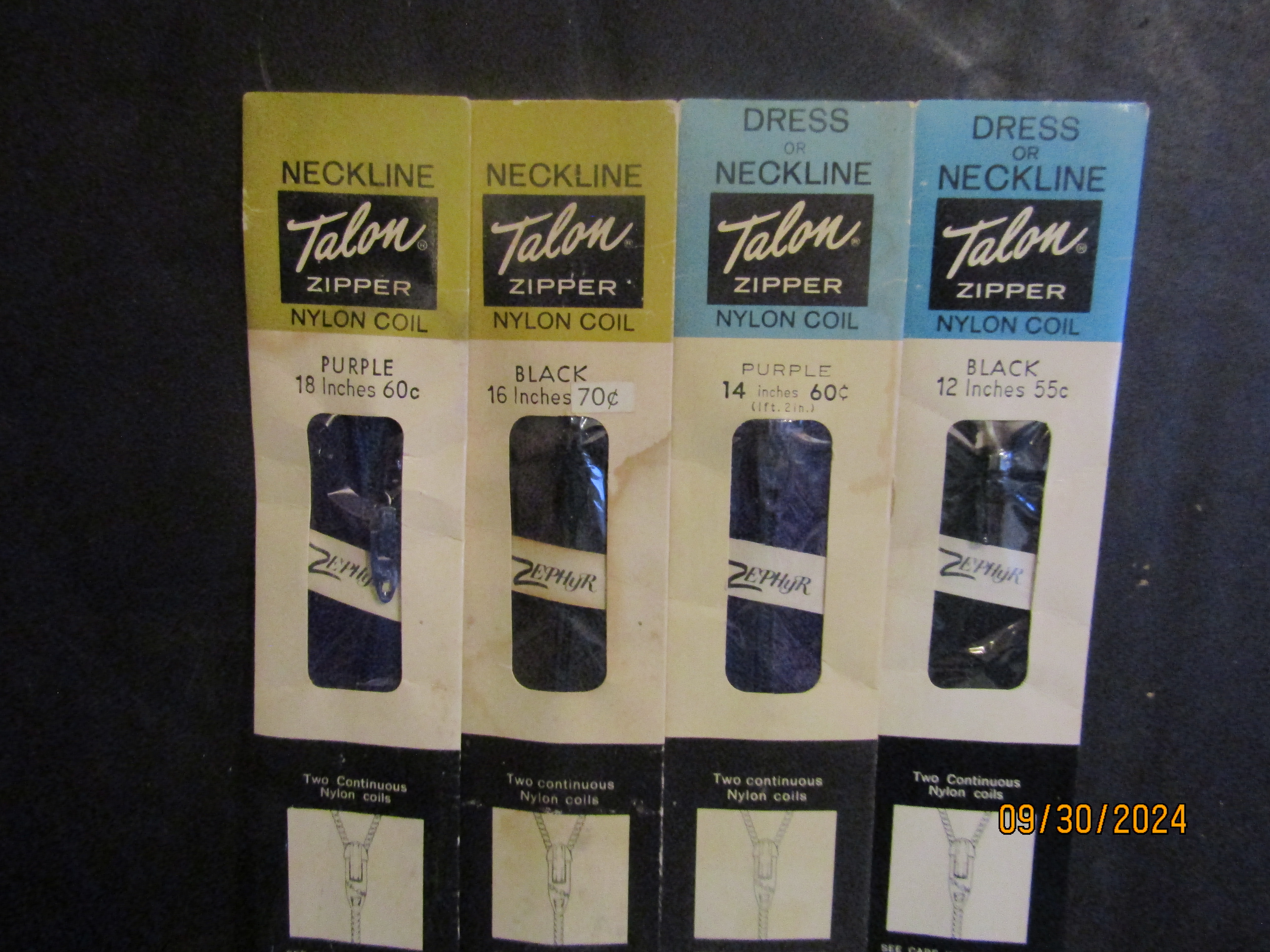 Vintage Talon Purple/Black Dress/Neckline Zippers Set