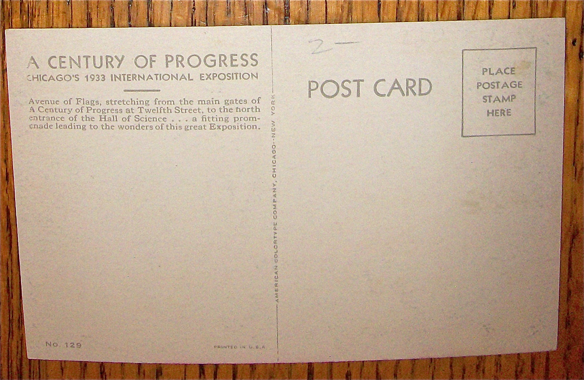Avenue Of Flags Postcard (1933 Century Of Progress)