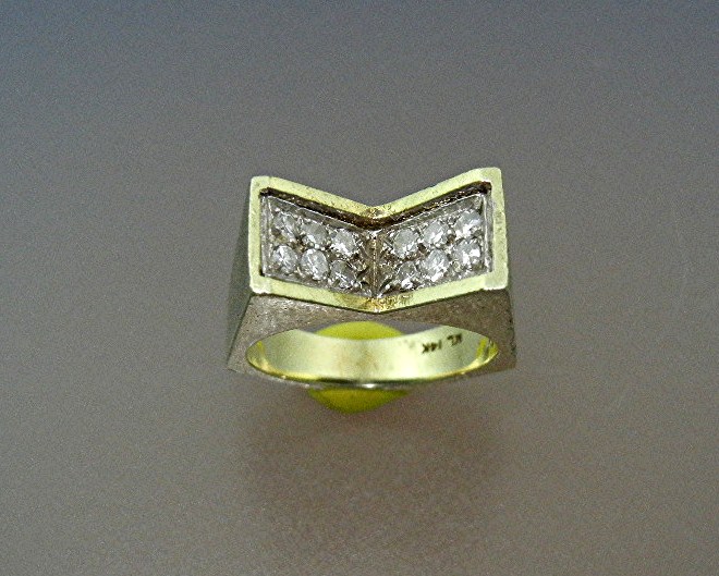 14K Gold with Diamonds Ring Signed ML