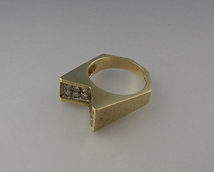 14K Gold with Diamonds Ring Signed ML