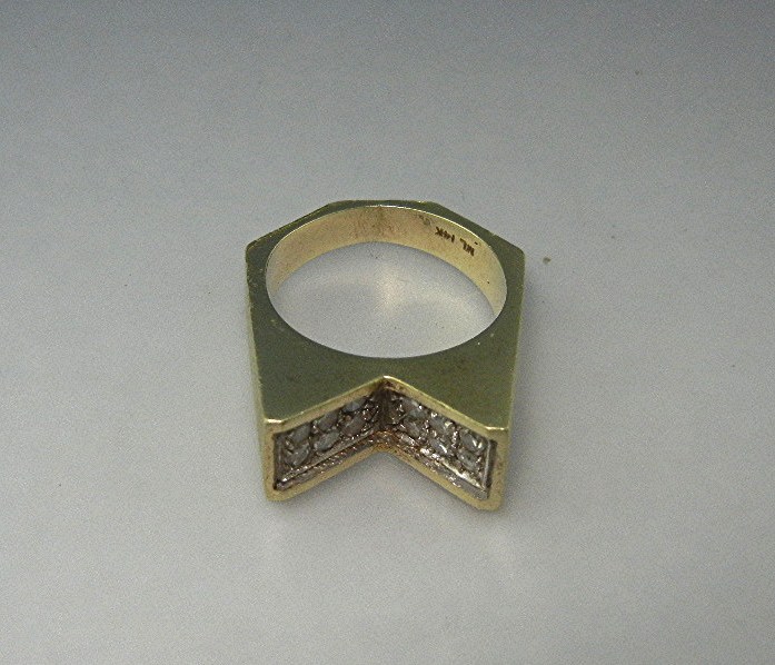 14K Gold with Diamonds Ring Signed ML