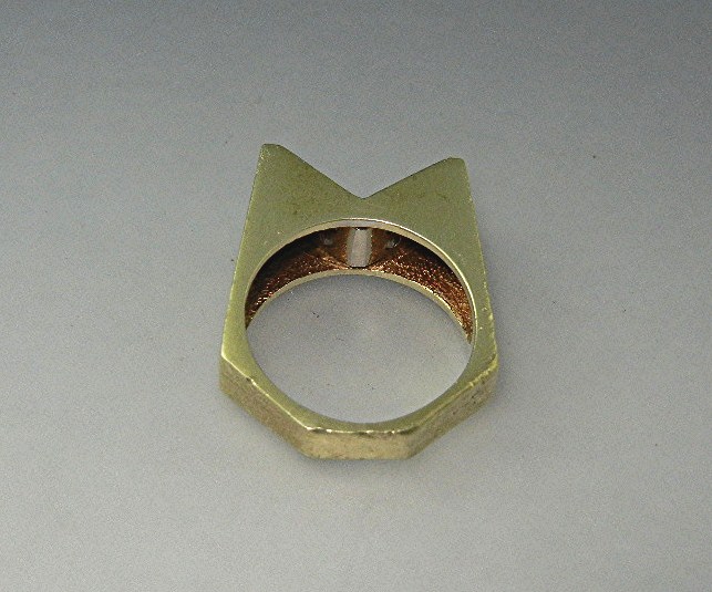 14K Gold with Diamonds Ring Signed ML