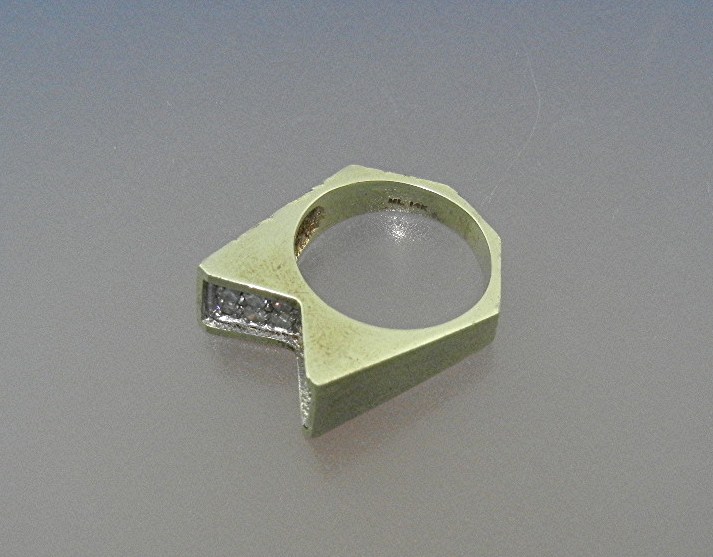 14K Gold with Diamonds Ring Signed ML
