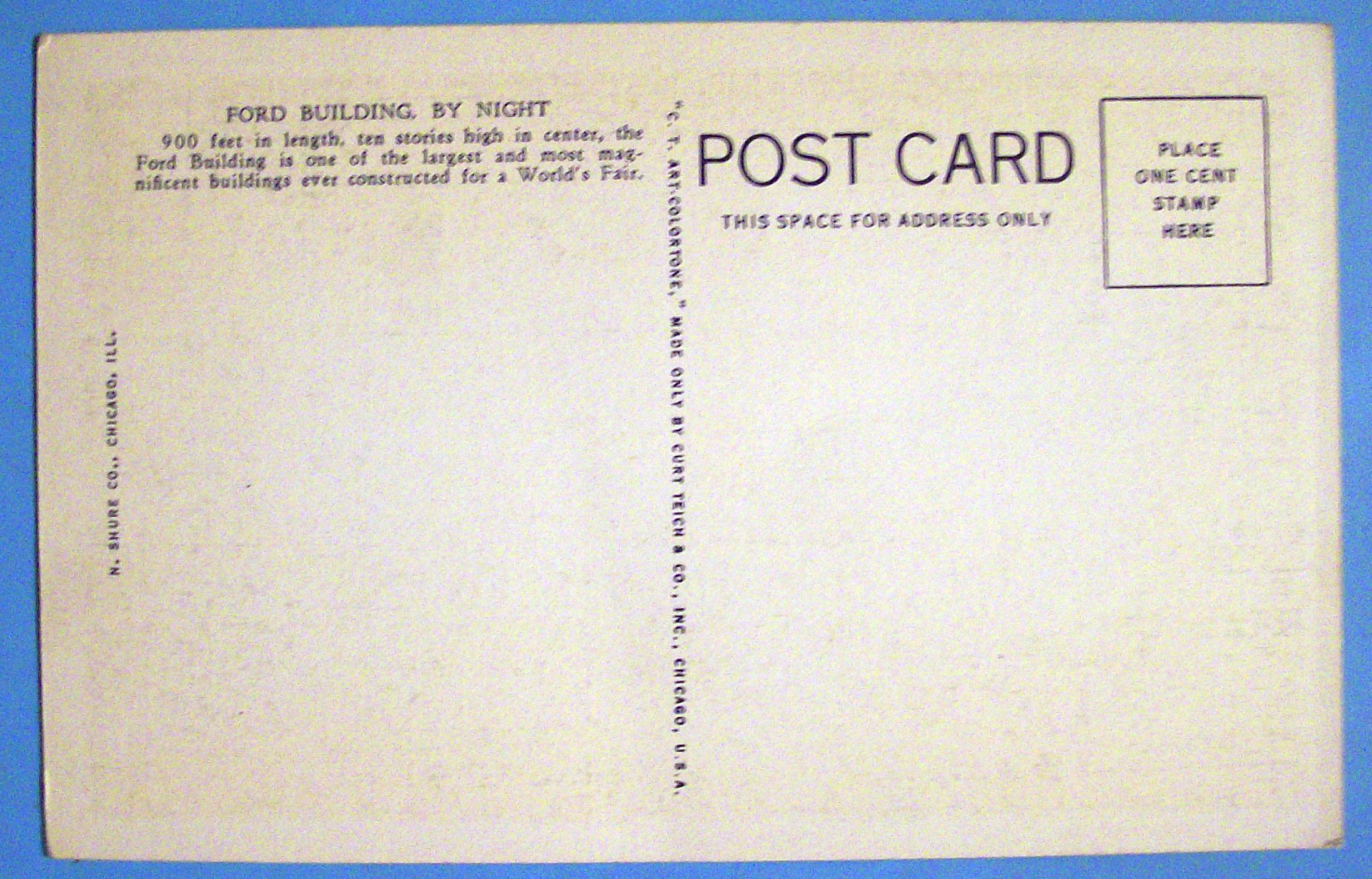 1933 Century of Progress, Ford Building Postcard
