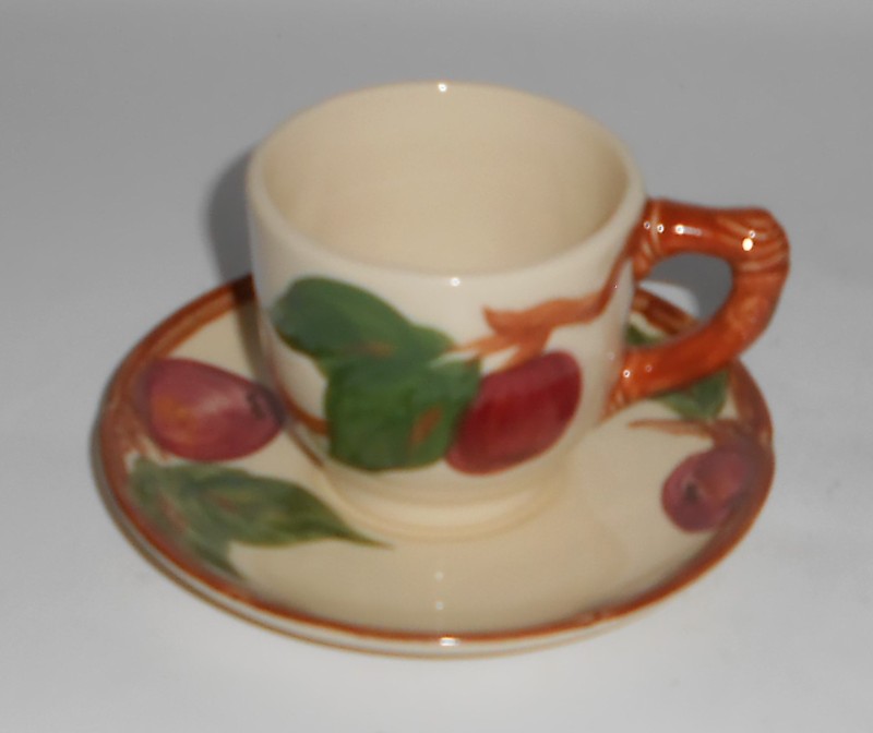 VINTAGE Franciscan Pottery U.S.A. Apple Demitasse Cup & Saucer Set - MINT