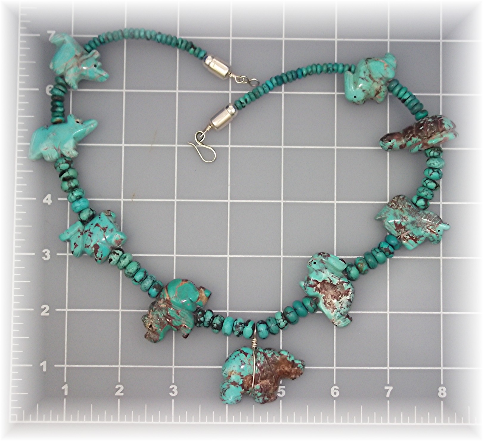 Navajo  Carved Turquoise Animals Necklace STACEY TURPEN
