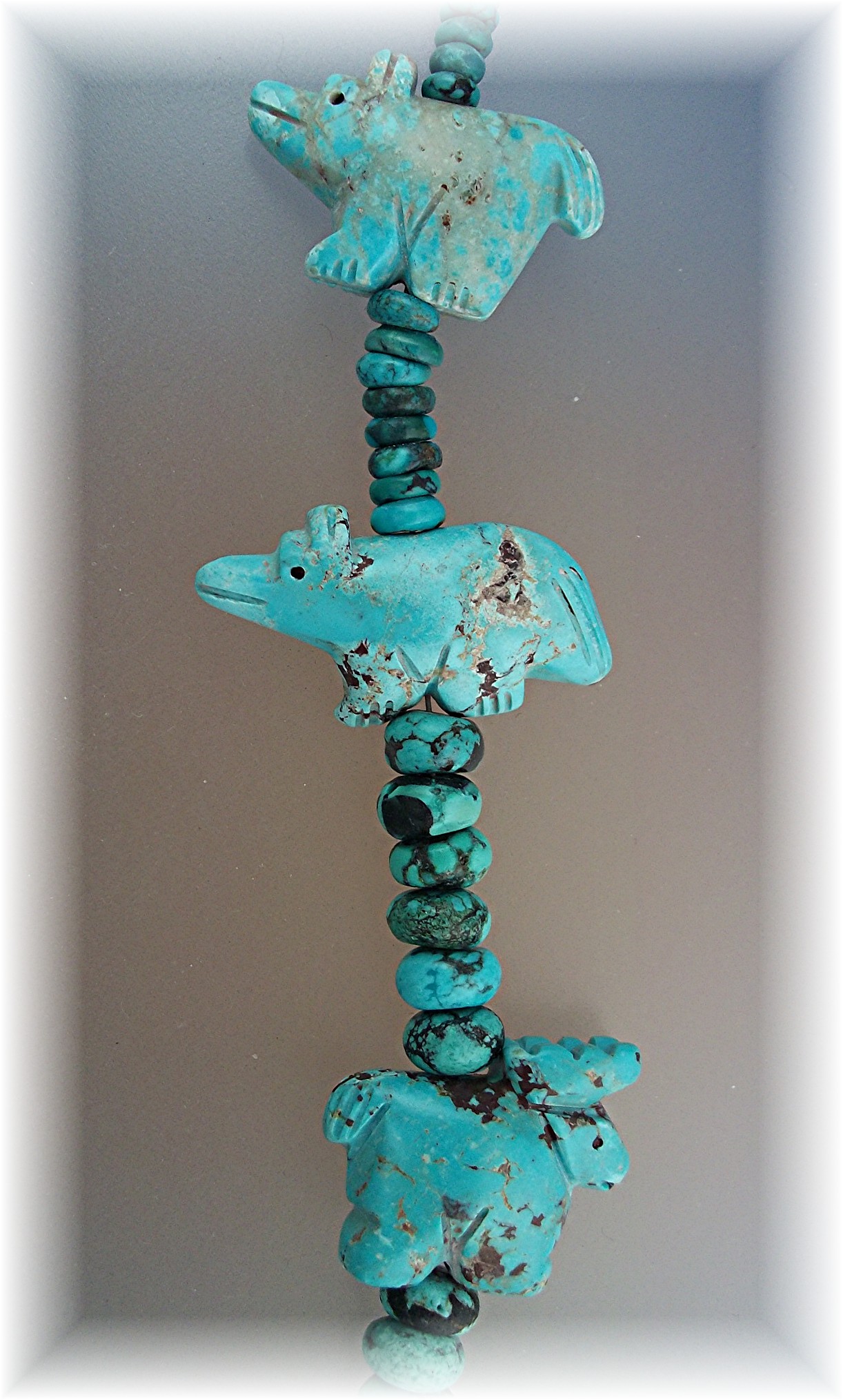 Navajo  Carved Turquoise Animals Necklace STACEY TURPEN