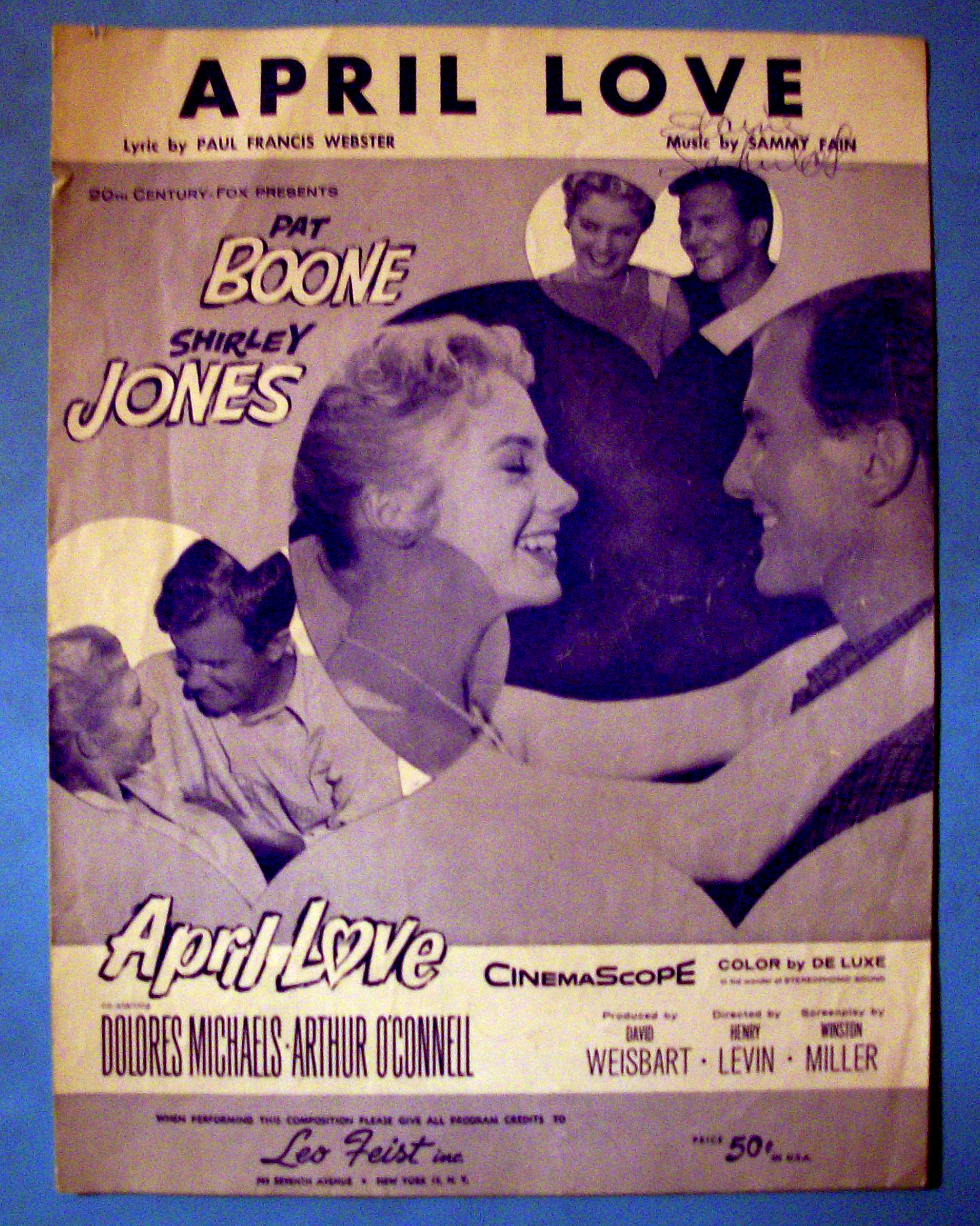 Sheet Music For 1957 April Love w/ Shirley Jones Cover