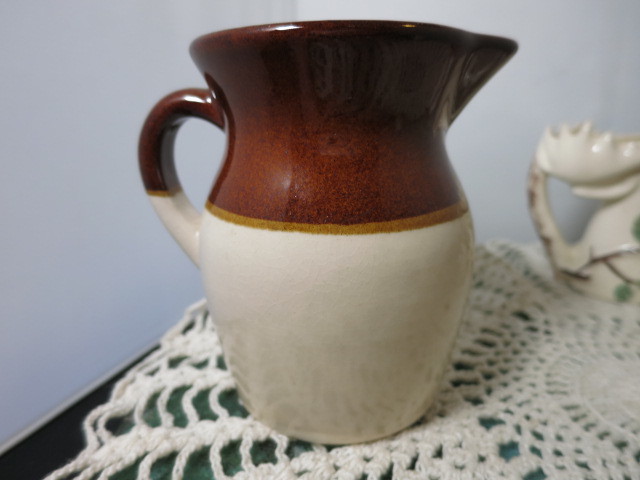 Roseville Ohio Creamer Pitcher in shades of brown