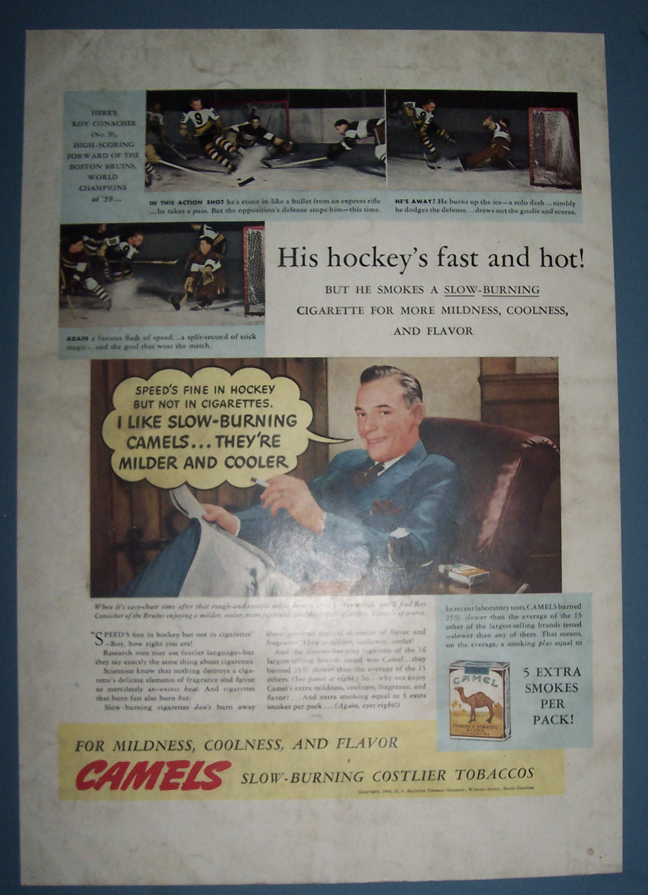 Vintage Ad: 1940 Camel Cigarettes w/ Roy Conacher