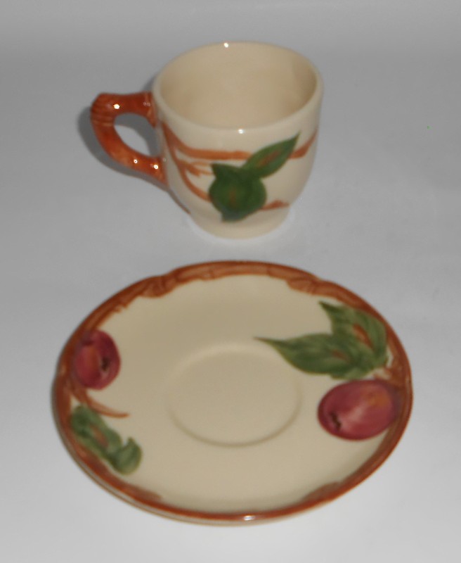 VINTAGE Franciscan Pottery U.S.A. Apple Demitasse Cup & Saucer Set - MINT