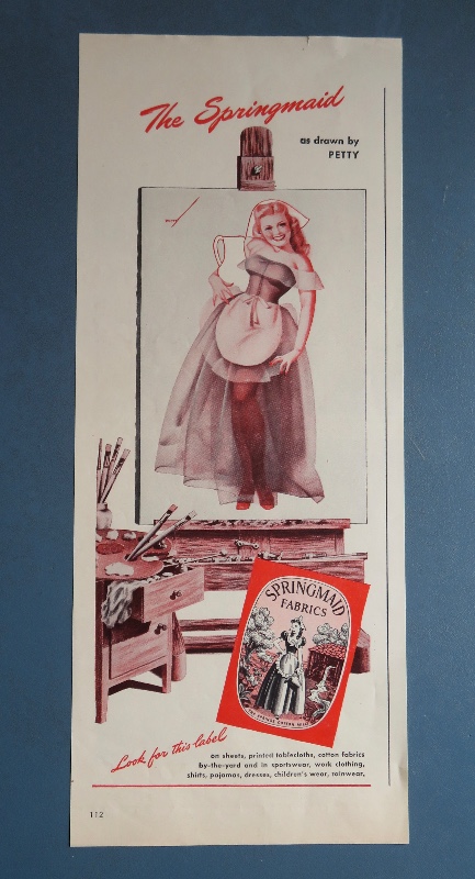 1946 Springmaid Fabrics with A Maid By George Petty