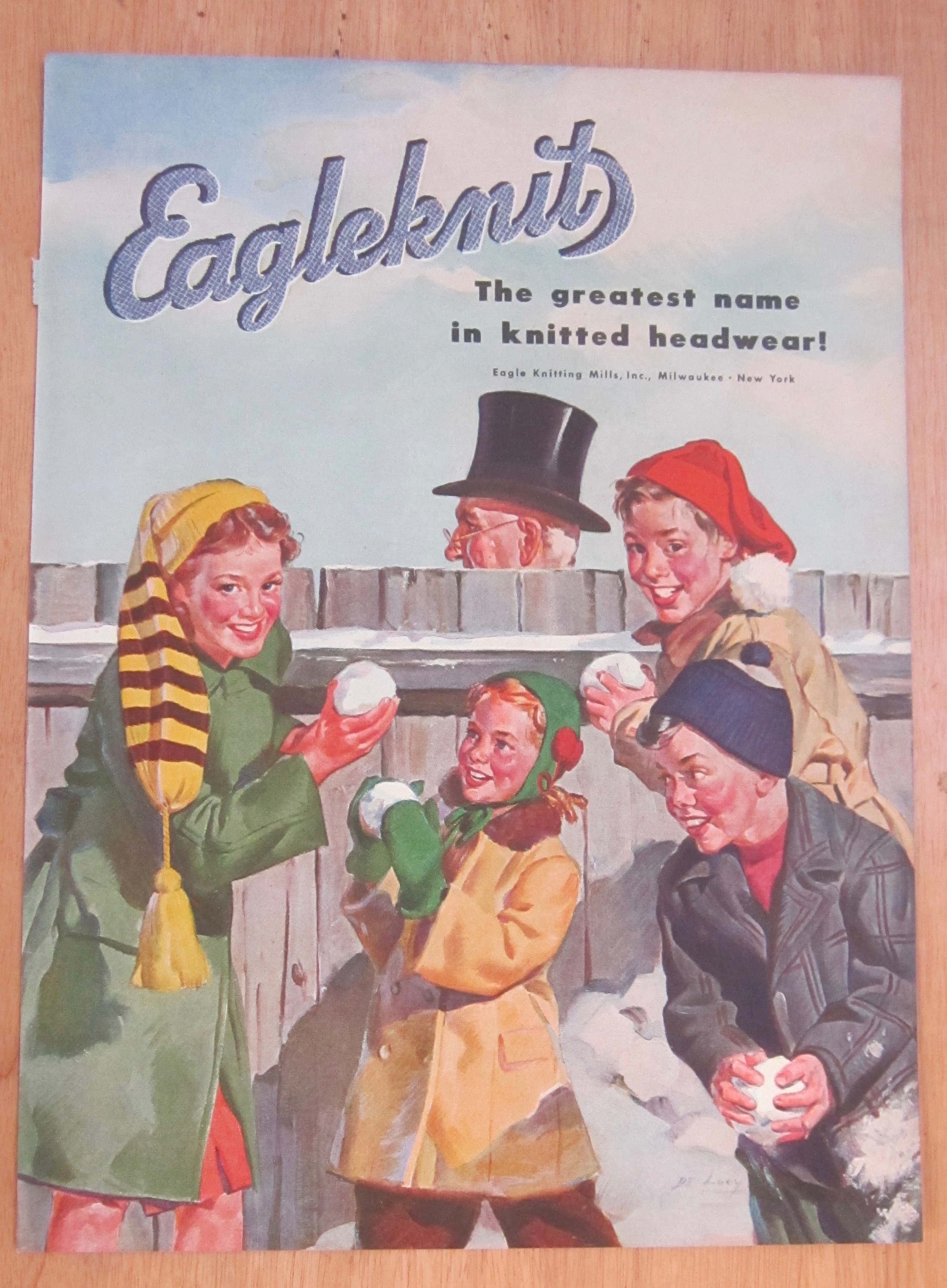 1946 Eagleknit with Children Holding Snowballs