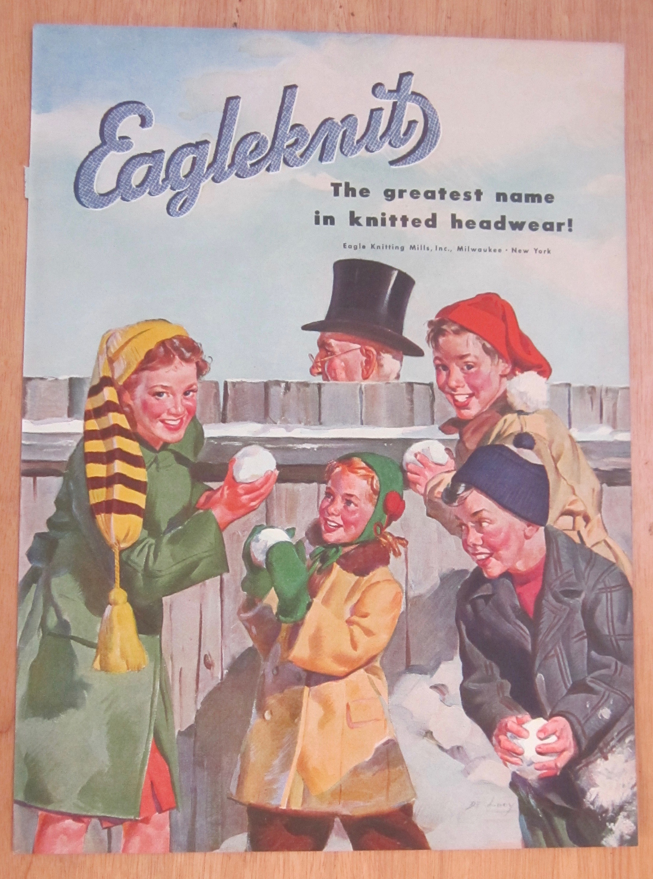 1946 Eagleknit with Children Holding Snowballs