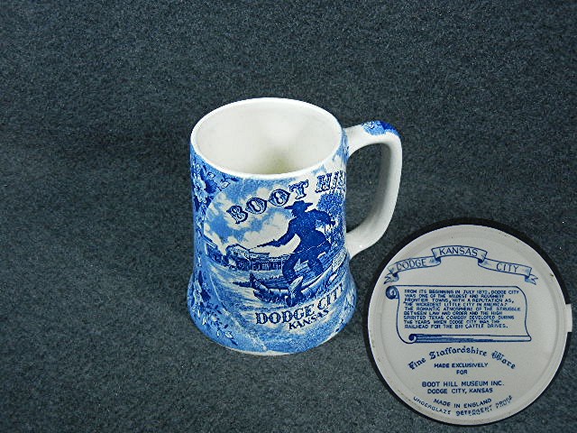 Boot Hill Mug Blue Transfer Ware by Staffordshire Ware