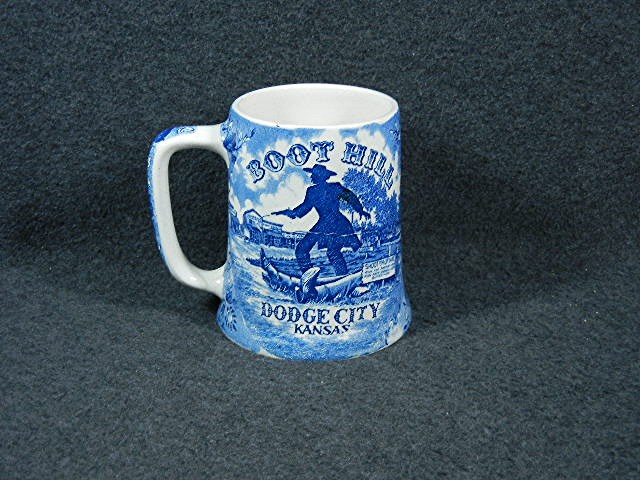 Boot Hill Mug Blue Transfer Ware by Staffordshire Ware